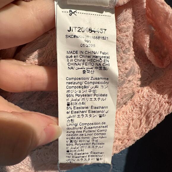 Missguided XSmall NWT Pink Lace long sleeve off the shoulder cowl neck Rave Date - Picture 8 of 8